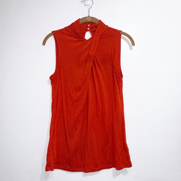 WORTHINGTON Red Polka Dot Sleeveless Draped Blouse Top Women’s Small - Picture 2 of 7
